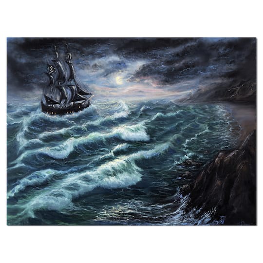 Designart - Pirate Ship Under Stormy Cloud